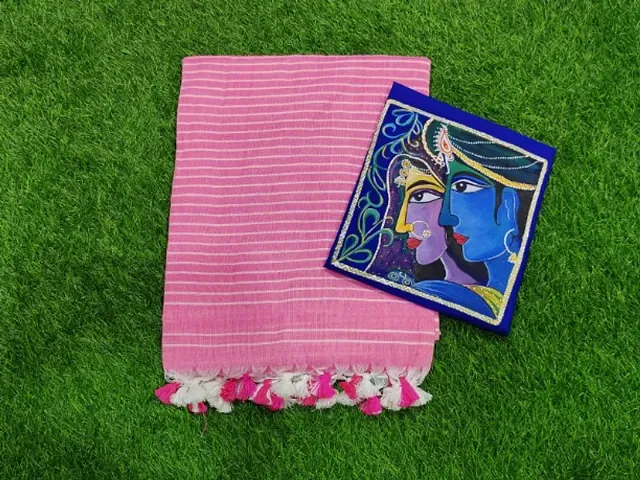 Pure Cotton Shantipur Handloom Sarees with Running Blouse Piece and Extra Hand Painted Blouse Piece