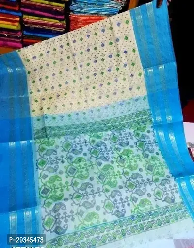 Cotton Taant Printed Sarees With Blouse Piece-thumb0