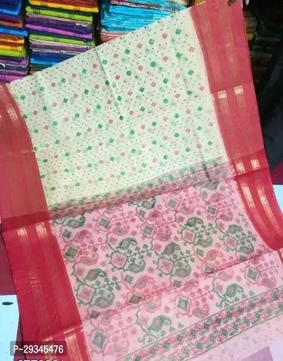 Cotton Taant Printed Sarees With Blouse Piece-thumb0