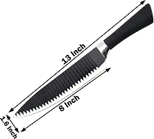 SharpX 1 Pc Stainless Steel Knife Best Selling Stainless Steel Black Kitchen Knife Chef Knives carbon Coating Sharp Waved Embossing Blade With Soft Handle Professional Cutlery Knifes For Kitchen-thumb2