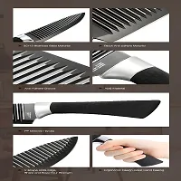 SharpX 1 Pc Stainless Steel Knife Best Selling Stainless Steel Black Kitchen Knife Chef Knives carbon Coating Sharp Waved Embossing Blade With Soft Handle Professional Cutlery Knifes For Kitchen-thumb4