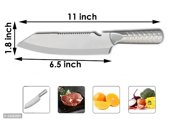 SharpX 1 Pc Stainless Steel Knife Santoku Stainless Steel Chefs Kitchen Knife, Blade length 178 mm Colour Silver-thumb2