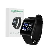 ID 116 /Full Touch Screen /Bluetooth Smartwatch with Body Temperature, Blood Pressure, Heart Rate  with All 3G/4G/5G Android  iOS Smartphones for Men  Women (Black)-thumb1