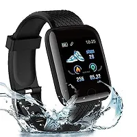 ID 116 /Full Touch Screen /Bluetooth Smartwatch with Body Temperature, Blood Pressure, Heart Rate  with All 3G/4G/5G Android  iOS Smartphones for Men  Women (Black)-thumb1