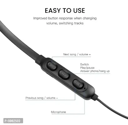 Simtim Bluetooth Wireless Neckband in Ear Earphone - 8H Battery, 10mm Drivers, IPX5, Magnetic Earbuds, Integrated Controls  Lightweight Design (Platinum Black)-thumb2