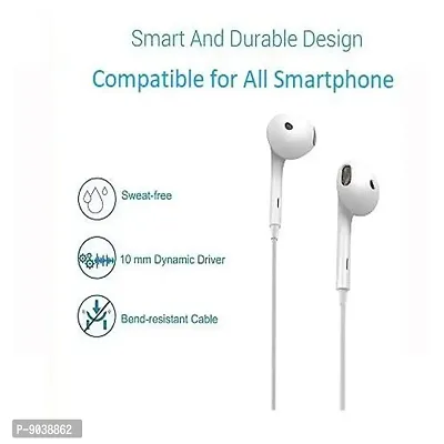 Compatible With for Vivo V20 Earphone Original Wired Stereo Deep Bass Hands-Free Headsets | 3.5 MM Audio Jack | Answer Calling With Mic, Call End Button |VIVO Earphone White-thumb3