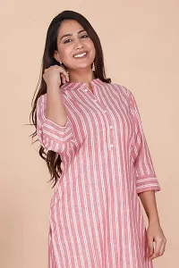 Pink Cotton Self Pattern Kurtas For Women-thumb3