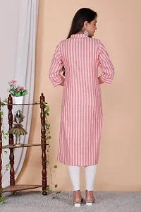 Pink Cotton Self Pattern Kurtas For Women-thumb2