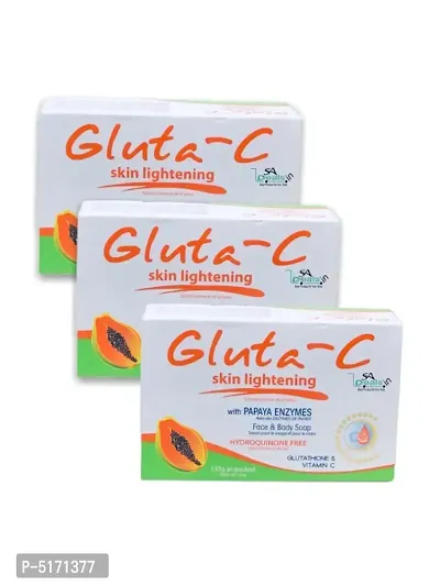 Gluta C Intensive Whitening With Papaya Face And Body Soap (Pack of 3, 135g Each)-thumb0