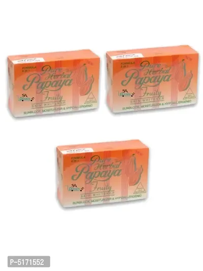 Pure Herbal Papaya Soap (Pack Of 3, 135g Each)-thumb0
