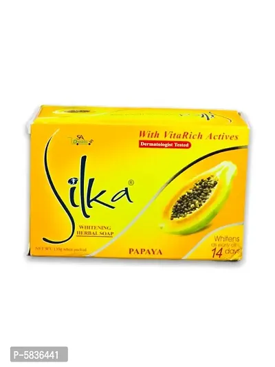 SILKA Herbal papaya Enriched Soap For Anti Wrinkle And Skin glow Soap 135g-thumb0
