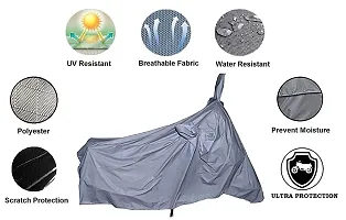 HEMSKAR Water Resistant Bike Scooter Cover Compatible with Hero Splendor Plus All Weather Protection (Silver)-thumb1