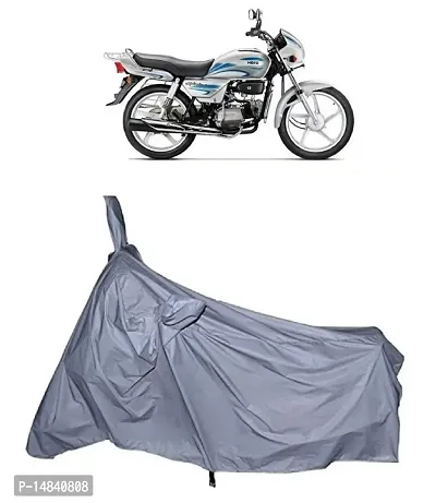 HEMSKAR Water Resistant Bike Scooter Cover Compatible with Hero Splendor Plus All Weather Protection (Silver)-thumb0