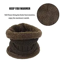 HEMSKAR Winter Knit Beanie Woolen Cap Hat  Neck Warmer Scarf Set for Men  Women (BROWN)-thumb4