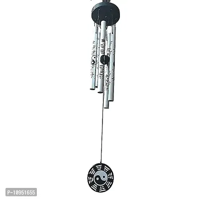 Ripe India? Feng Shui Yin Yang Vastu Five Pipe Wind Chime for Balcony Window and Yin Yang Wind Chime 5 Pipe Silver Color { Positive} Energy 45 cm-thumb4