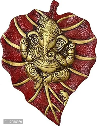 Ripe India? Green Leaf Wall Hanging for Vastu (18 cm X 14 cm) Metal Decorative Wall Hanging Showpiece Figurine (Red) / Home D?cor