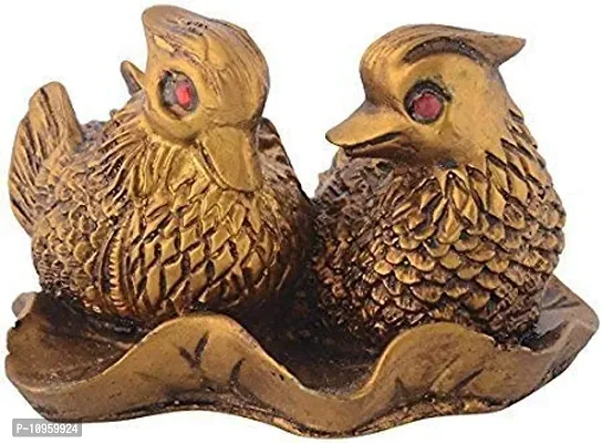 Ripe India? Feng Shui Mandarin Ducks (The Symbol of Love and Marriage) Brown Resin Figurine 27707 Brass Color Showpiece-thumb3