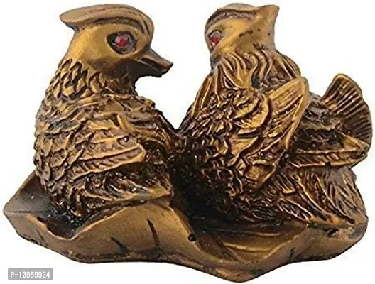 Ripe India? Feng Shui Mandarin Ducks (The Symbol of Love and Marriage) Brown Resin Figurine 27707 Brass Color Showpiece-thumb2