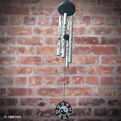 Ripe India? Feng Shui Yin Yang Vastu Five Pipe Wind Chime for Balcony Window and Yin Yang Wind Chime 5 Pipe Silver Color { Positive} Energy 45 cm-thumb2