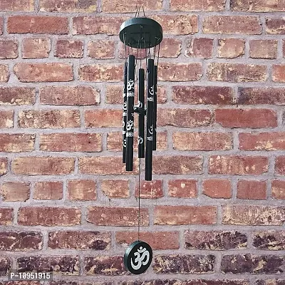 Ripe India? Feng Shui Om Vastu Five Pipe Wind Chime for Balcony Window and Om Wind Chime Positive Energy 5 Pipe 45 cm Black Color-thumb4