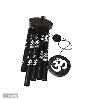 Ripe India? Feng Shui Om Vastu Five Pipe Wind Chime for Balcony Window and Om Wind Chime Positive Energy 5 Pipe 45 cm Black Color