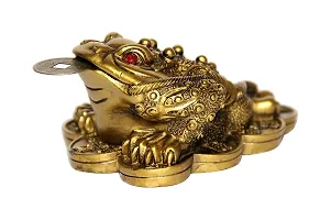 RIPE INDIA ? Vastu/Feng Shui/3 Legged Frog with Coin showpiece for Wealth and Happiness (Standard, Gold) ,Other, Other,Other-thumb2