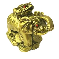 RIPE INDIA ? Porcelain Feng Shui Frog On Elephant Showpiece (Brass, Standard)-thumb3