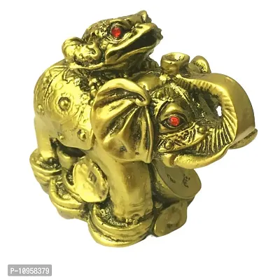 RIPE INDIA ? Porcelain Feng Shui Frog On Elephant Showpiece (Brass, Standard)-thumb4