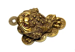 RIPE INDIA Vastu/Feng Shui/Three Legged Frogg with Coin for Wealth and Happiness (Gold, Standard).-thumb1
