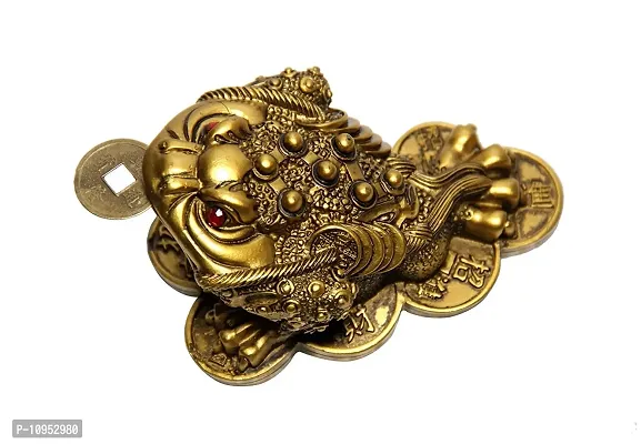 RIPE INDIA Vastu/Feng Shui/Three Legged Frogg with Coin for Wealth and Happiness (Gold, Standard).-thumb2