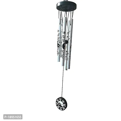 Ripe India? Feng Shui Yin Yang Vastu Five Pipe Wind Chime for Balcony Window and Yin Yang Wind Chime 5 Pipe Silver Color { Positive} Energy 45 cm-thumb3