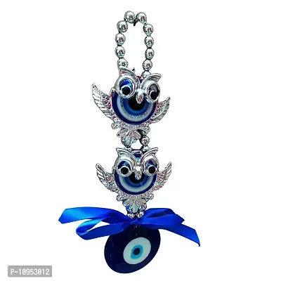 RIPE INDIA Two 2 Owl Evil Eye Hanging for Home, Office, Shop & Car-thumb0