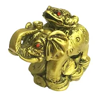 RIPE INDIA ? Porcelain Feng Shui Frog On Elephant Showpiece (Brass, Standard)-thumb1