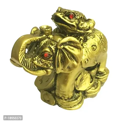 RIPE INDIA ? Porcelain Feng Shui Frog On Elephant Showpiece (Brass, Standard)-thumb2