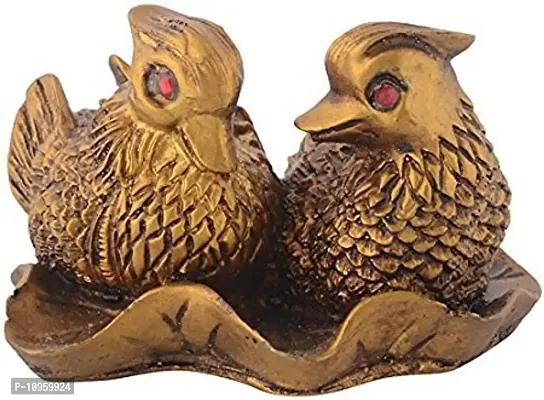 Ripe India? Feng Shui Mandarin Ducks (The Symbol of Love and Marriage) Brown Resin Figurine 27707 Brass Color Showpiece