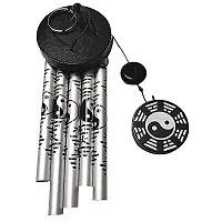 Ripe India? Feng Shui Yin Yang Vastu Five Pipe Wind Chime for Balcony Window and Yin Yang Wind Chime 5 Pipe Silver Color { Positive} Energy 45 cm-thumb4