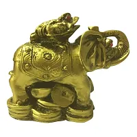 RIPE INDIA ? Porcelain Feng Shui Frog On Elephant Showpiece (Brass, Standard)-thumb2