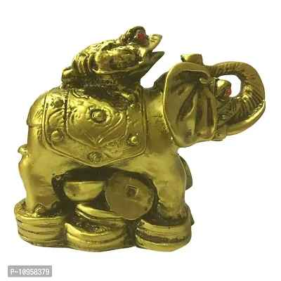 RIPE INDIA ? Porcelain Feng Shui Frog On Elephant Showpiece (Brass, Standard)-thumb3