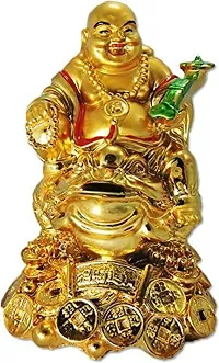 RIPE INDIA Porcelain Feng Shui Laughing Buddha (Gold, Standard)-thumb3