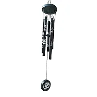 Ripe India? Feng Shui Om Vastu Five Pipe Wind Chime for Balcony Window and Om Wind Chime Positive Energy 5 Pipe 45 cm Black Color-thumb2