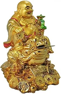 RIPE INDIA Porcelain Feng Shui Laughing Buddha (Gold, Standard)-thumb2