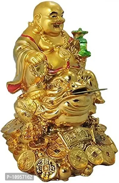 RIPE INDIA Porcelain Feng Shui Laughing Buddha (Gold, Standard)-thumb3