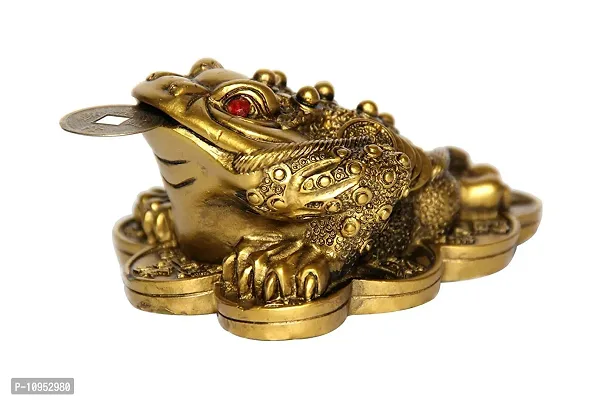 RIPE INDIA Vastu/Feng Shui/Three Legged Frogg with Coin for Wealth and Happiness (Gold, Standard).-thumb3