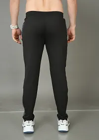 Stylish Black Fleece Self Pattern Regular Track Pants For Men-thumb3