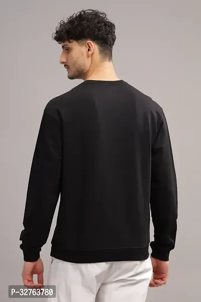 Elegant Black Cotton Printed Long Sleeves Sweatshirts For Men-thumb2