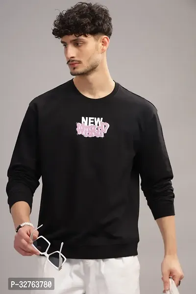 Elegant Black Cotton Printed Long Sleeves Sweatshirts For Men-thumb4