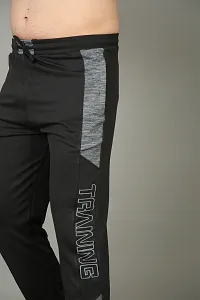 Stylish Black Fleece Self Pattern Regular Track Pants For Men-thumb4