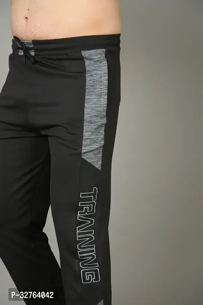 Stylish Black Fleece Self Pattern Regular Track Pants For Men-thumb5