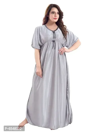 Vandana plain kaftan nighty Light grey-thumb0