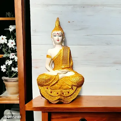 Gautama Buddha Meditation Idol for living room - showpiece resin  marble dust yellow-thumb0